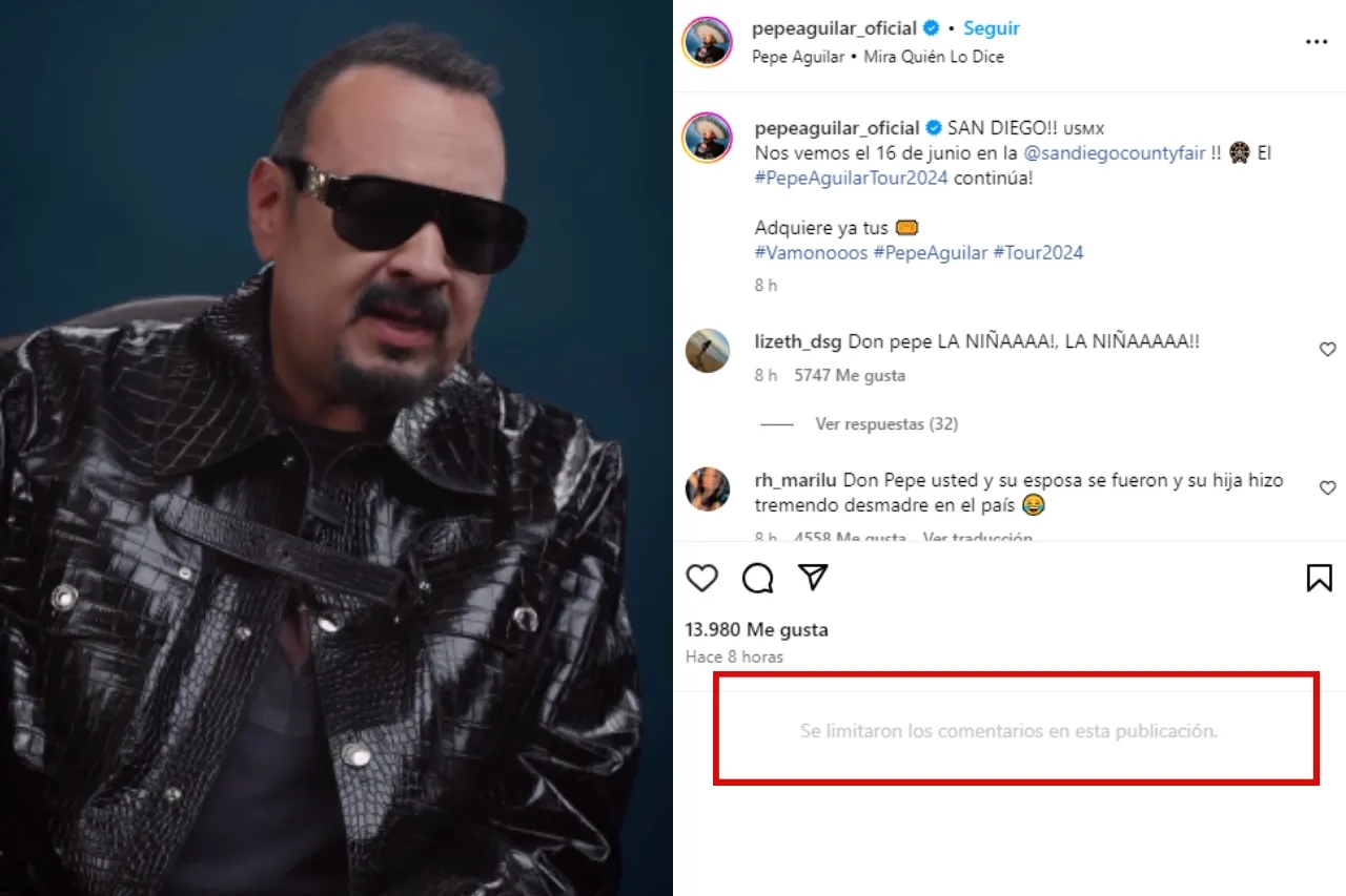 Pepe Aguilar restringe comentarios en sus publicaciones de Instagram