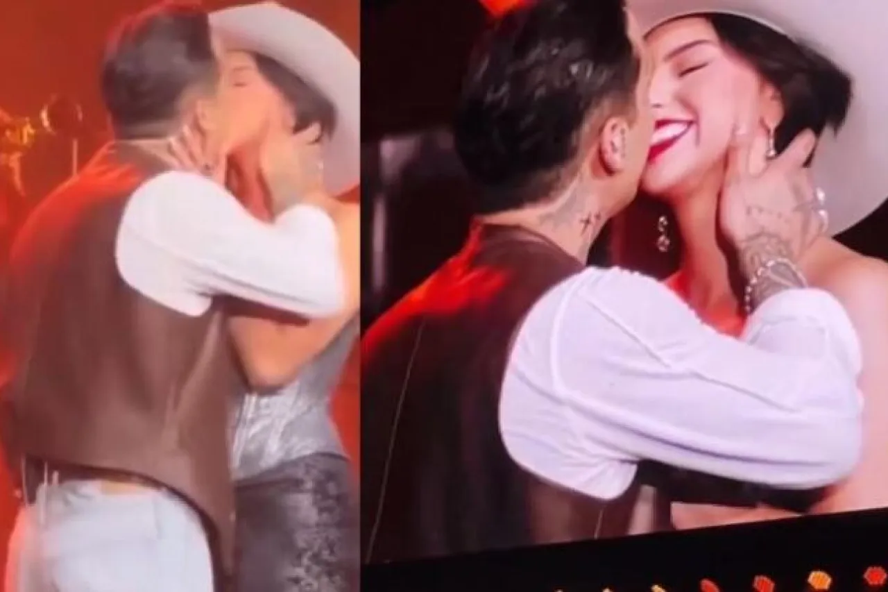 Ángela Aguilar y Christian Nodal se dan su primer beso en un concierto