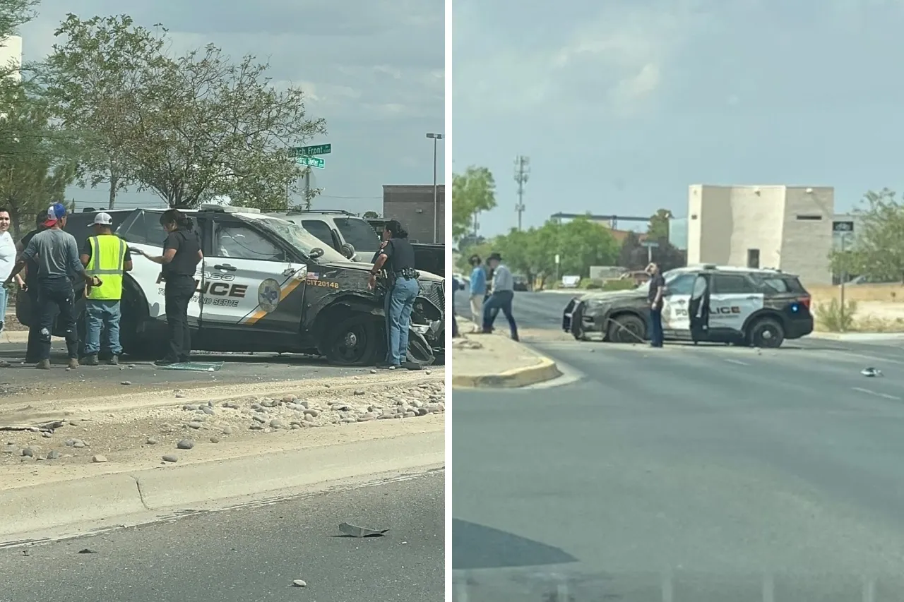 Video: Vuelca unidad de la Policía de El Paso tras ser chocada