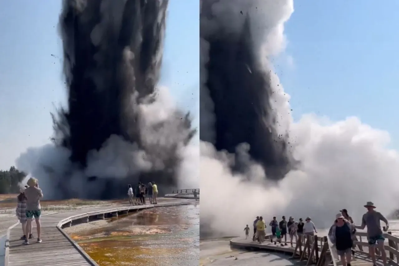 Video: Captan poderosa erupción en el Parque Nacional de Yellowstone