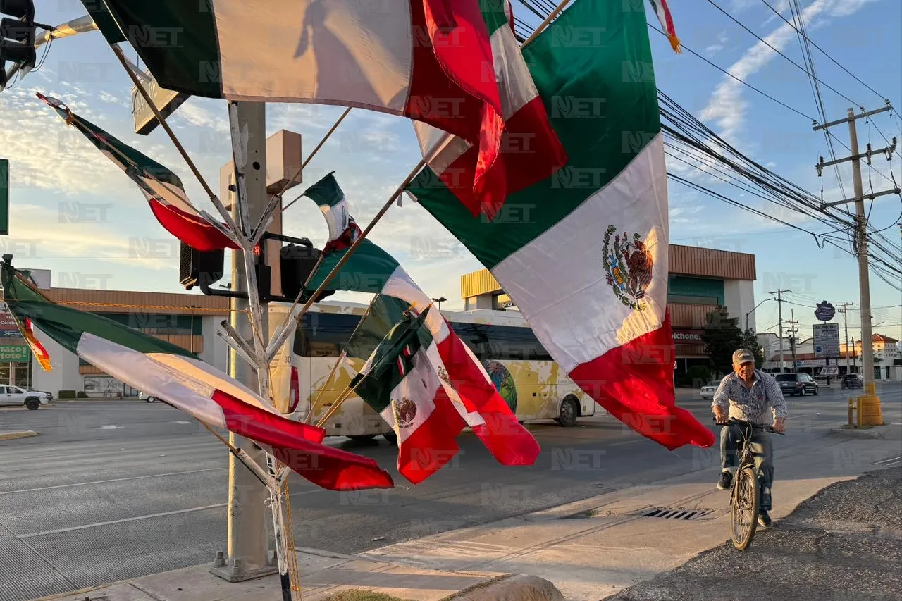 ¡Viva México! Banderas al viento en avenida De la Raza