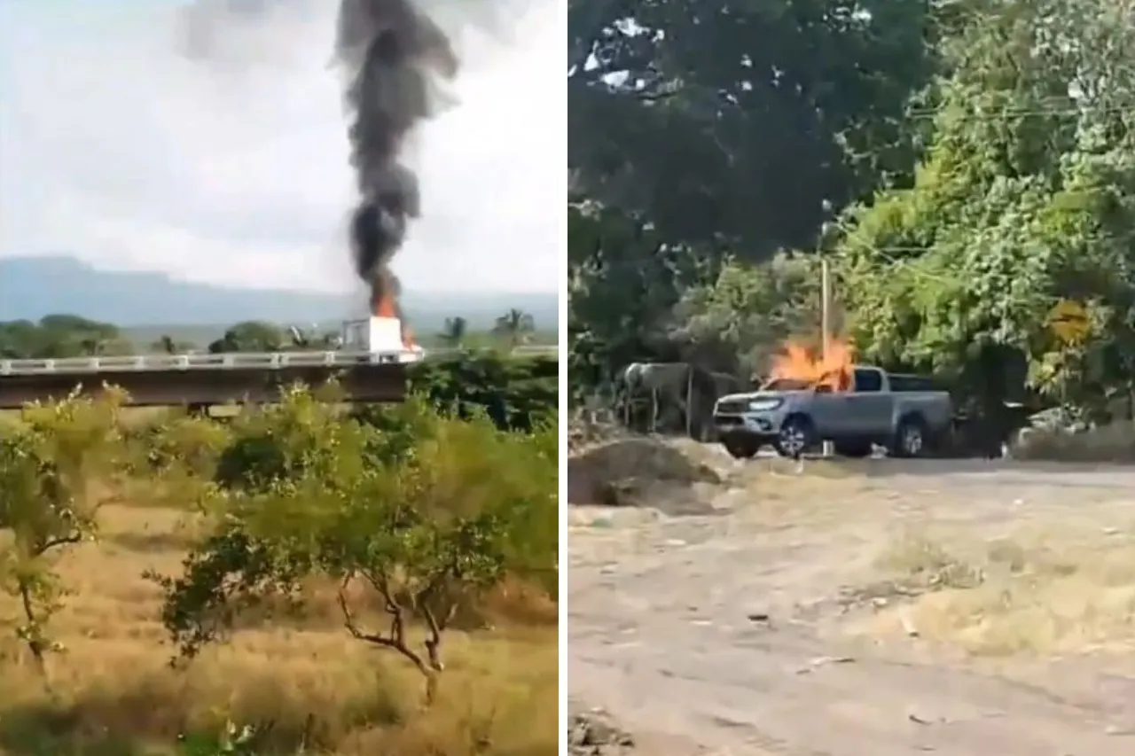 Incendian vehículos y bloquean carreteras en Michoacán