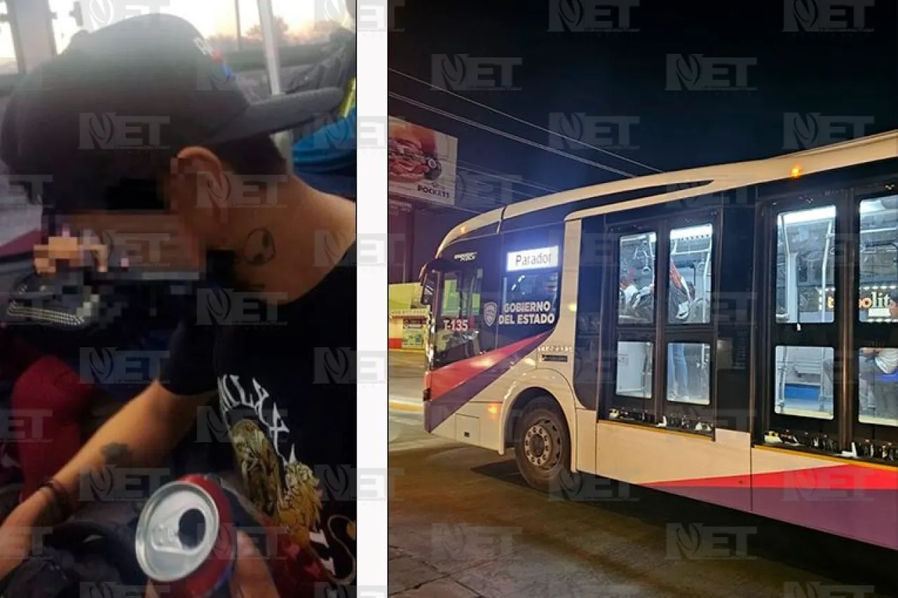 Lo sorprenden echándose una latita roja en el Juárez Bus; lo arrestan