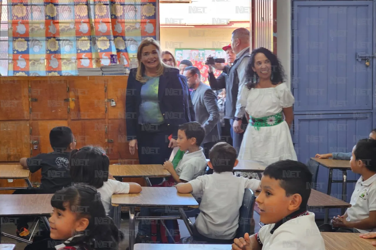 Supervisa Maru programa de comedor en escuela de Infonavit Juárez Nuevo