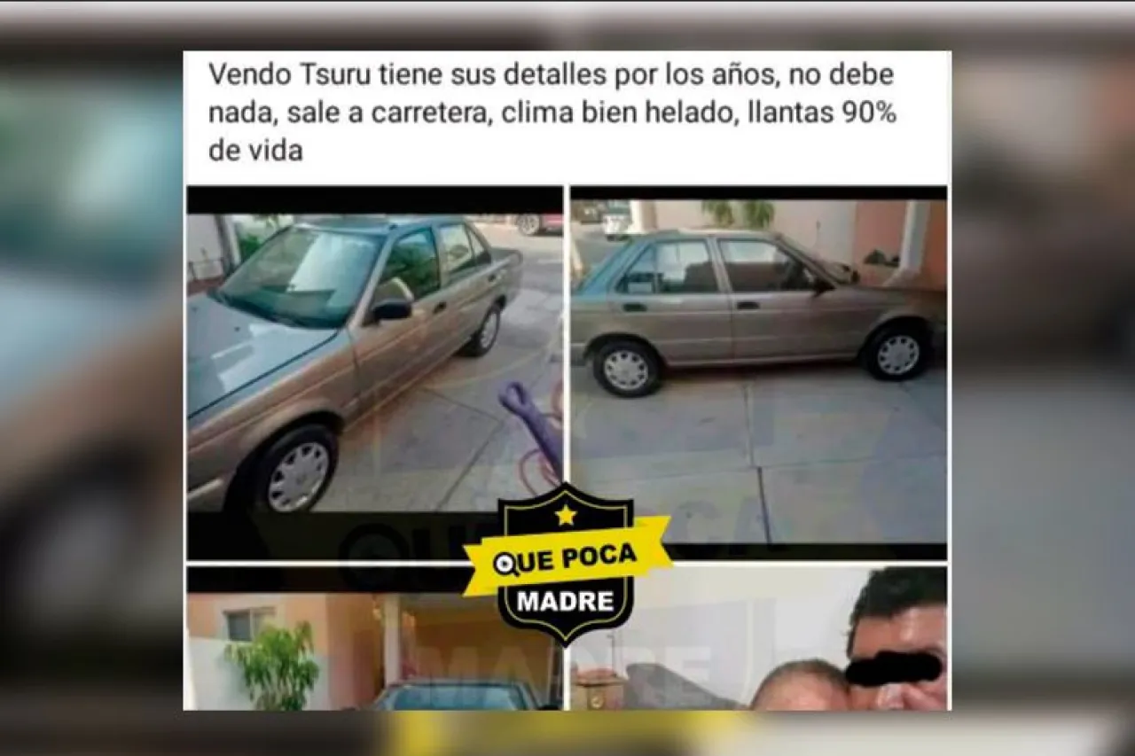 Intenta vender su Tsuru por Facebook y filtra foto íntima con su compadre