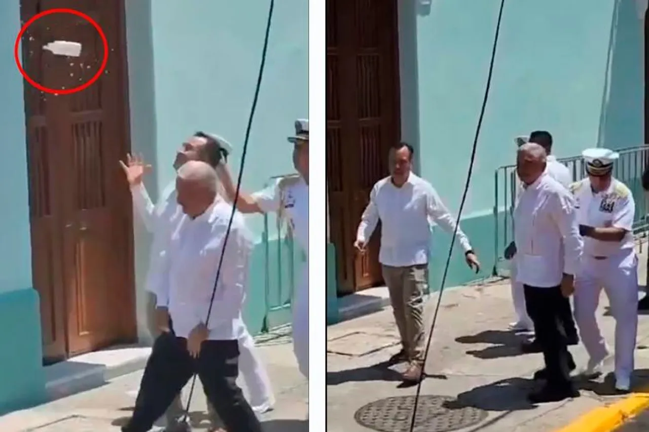 Video: Lanzan botella a AMLO en Veracruz