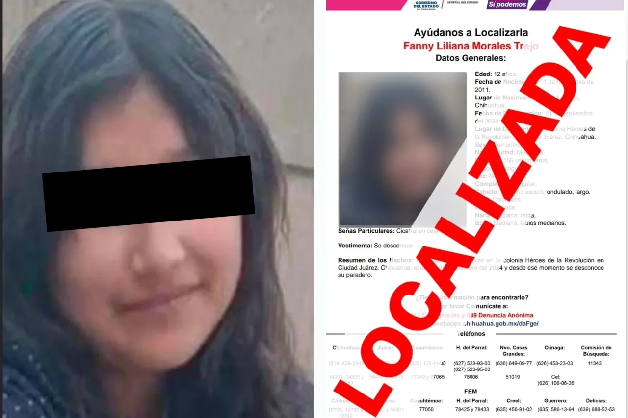 Localizan a Fanny Liliana, la menor de 12 años desaparecida