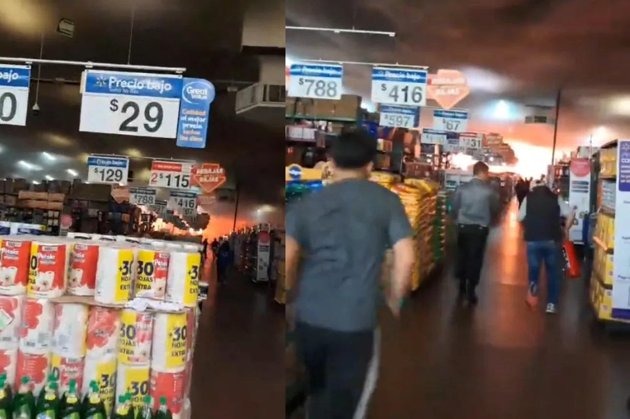 Video: captan momento del incendio de Walmart en Guadalajara