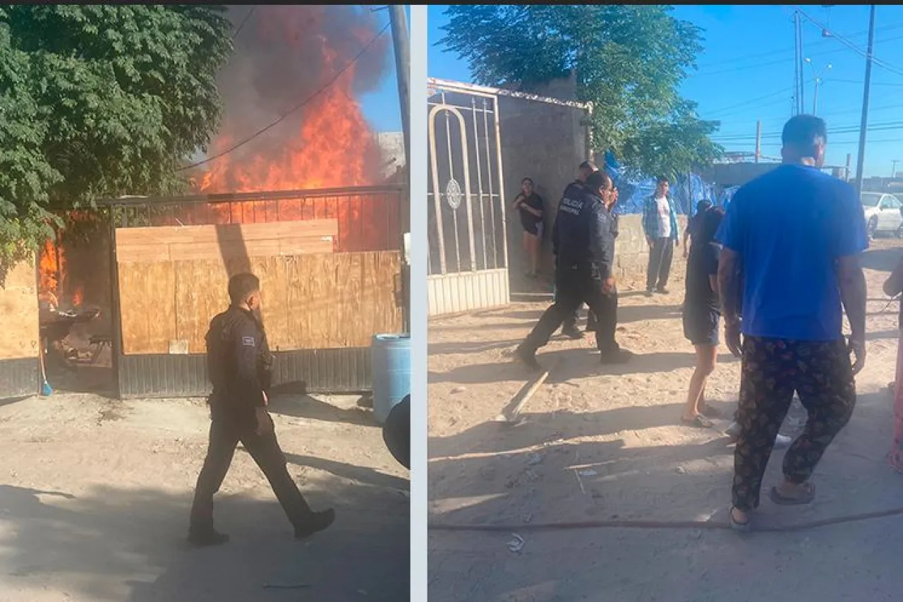 Rescatan municipales a hombre tras incendio en su vivienda