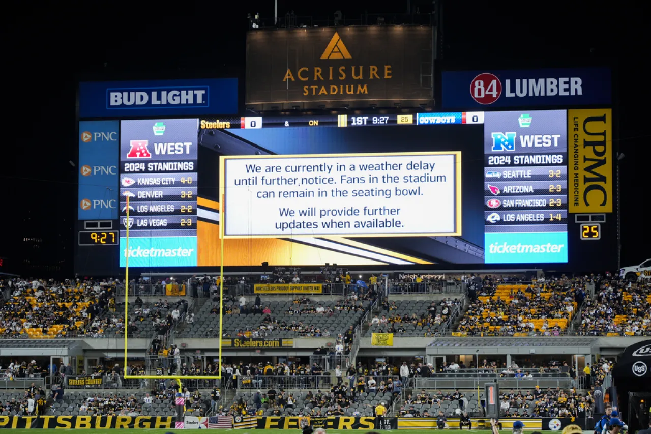 Tormenta eléctrica atrasa el inicio del partido entre Dallas y Pittsburgh