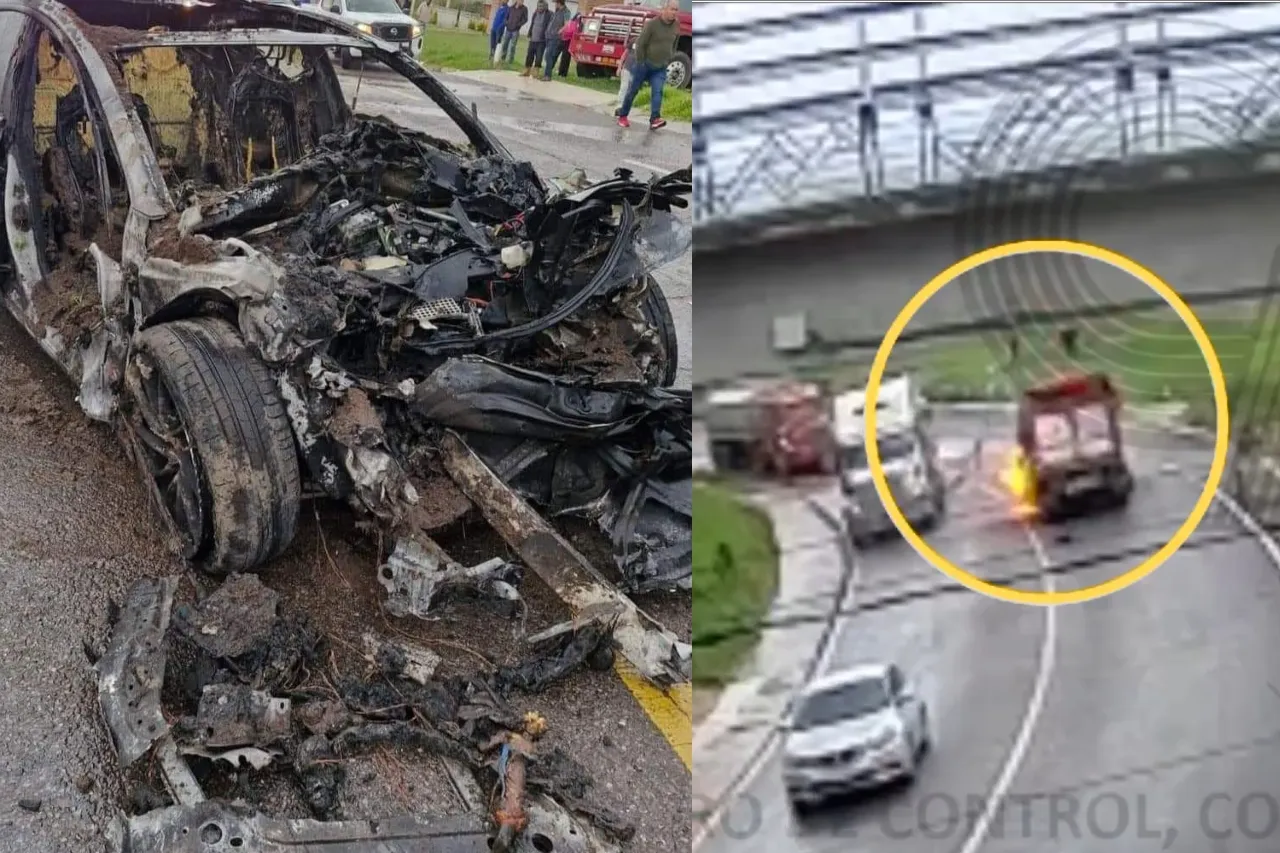 Video: Tesla invade carril de camioneta, chocan y terminan calcinados