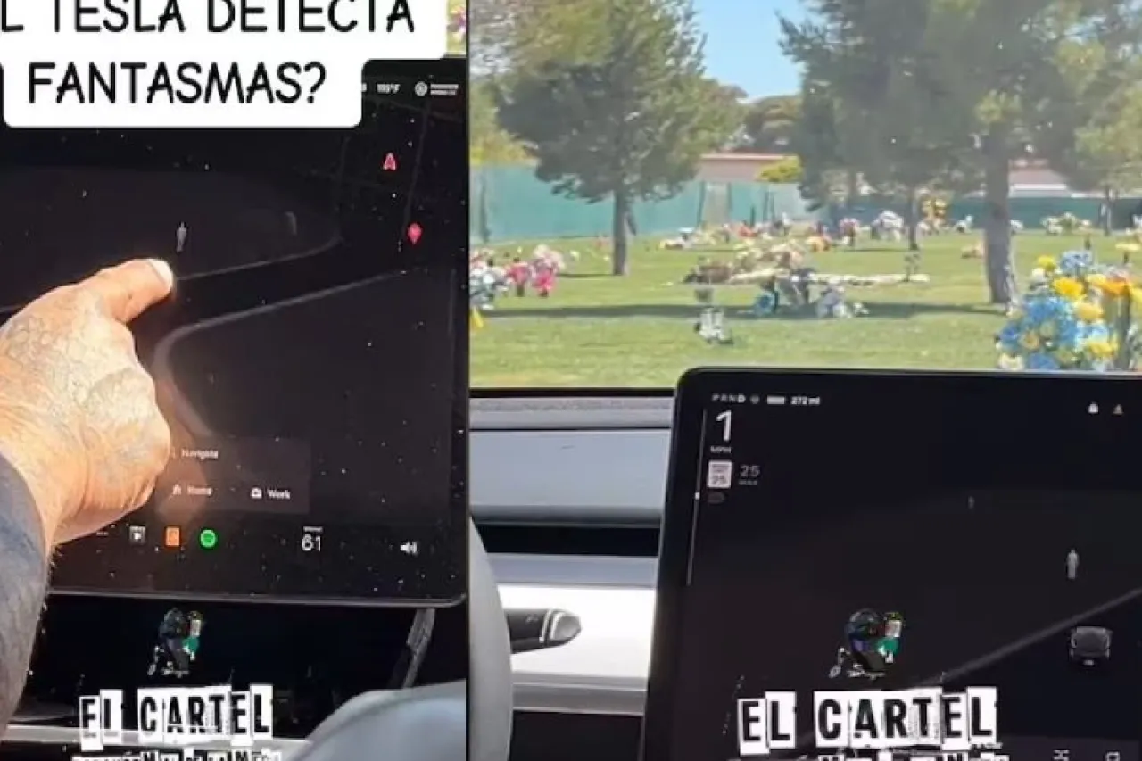 Auto Tesla detecta 'presencias' en un cementerio y se viraliza