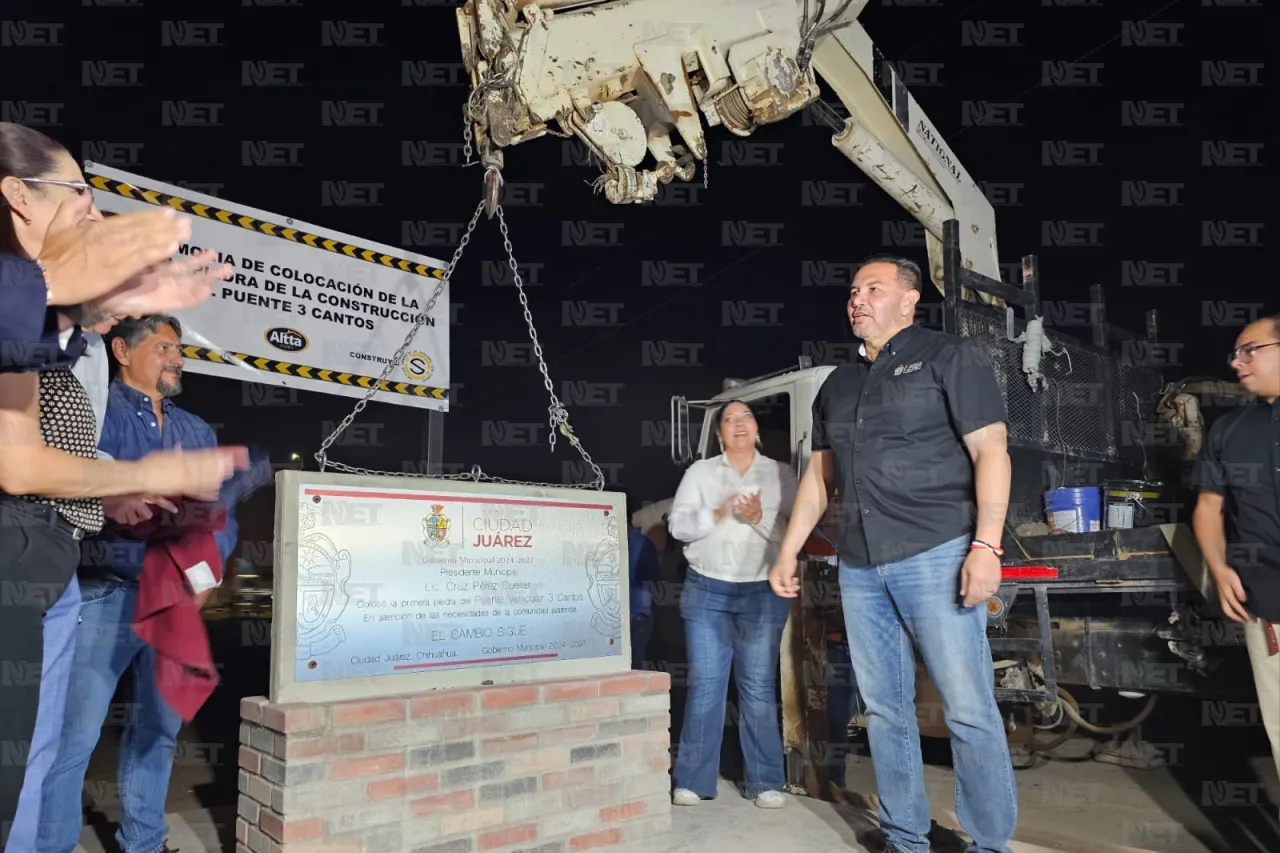 Coloca alcalde primera piedra de puente vehicular 3 Cantos