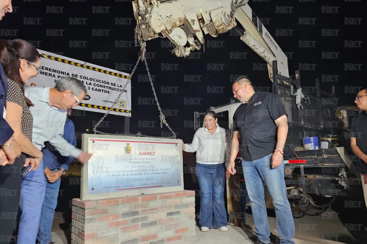 Coloca alcalde primera piedra de puente vehicular 3 Cantos