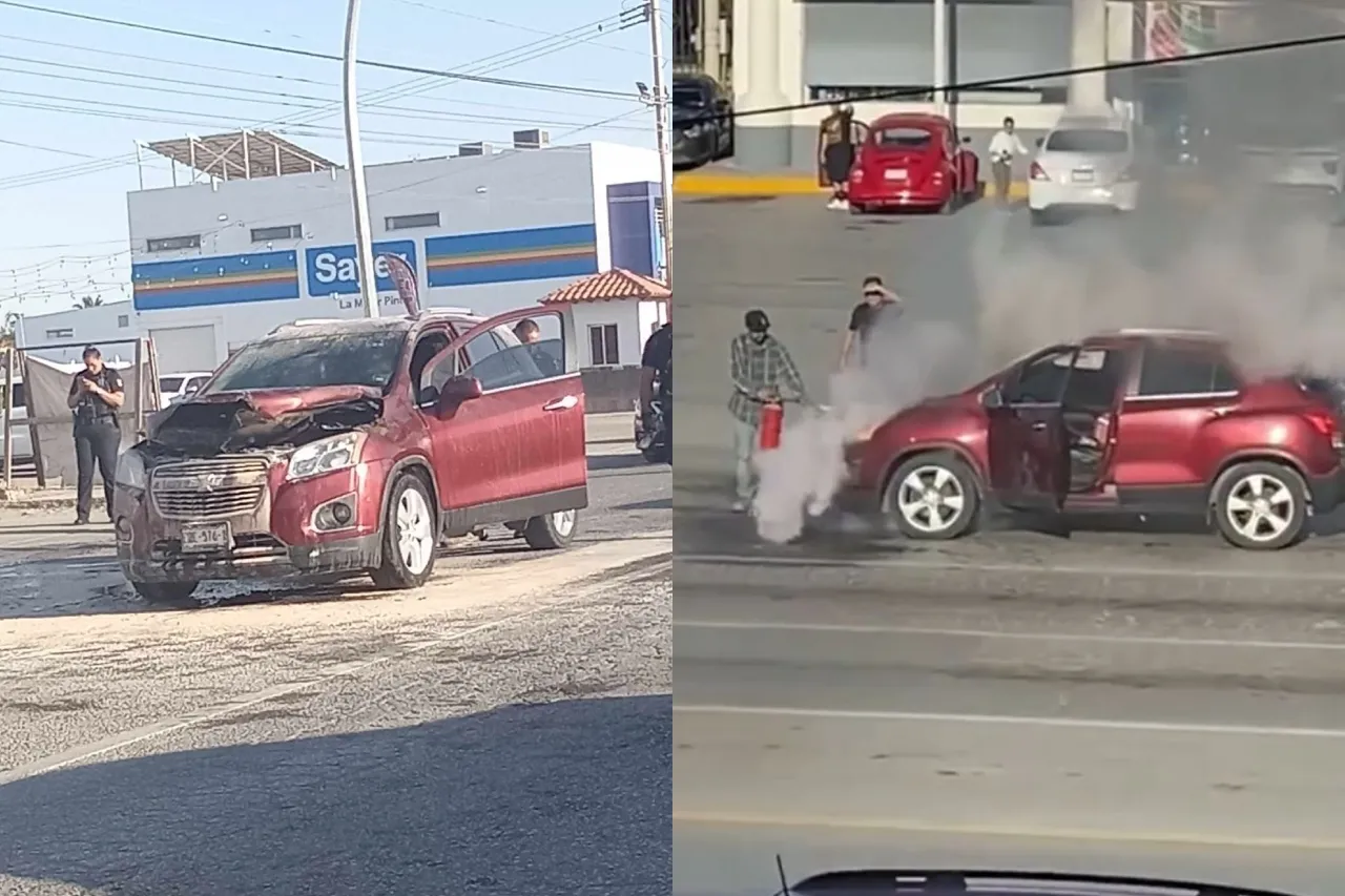 Se incendia camioneta en el bulevar Gómez Morín