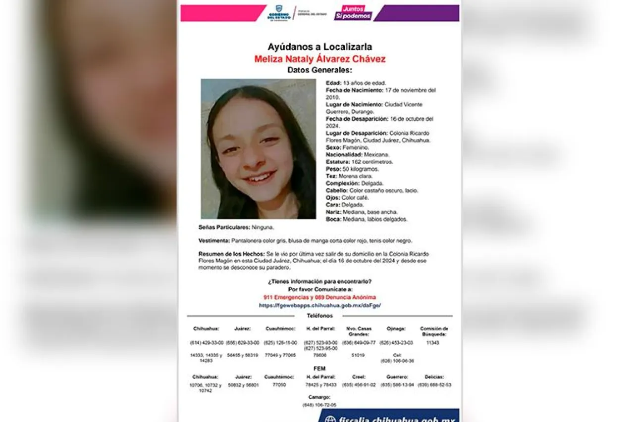 Buscan a Meliza Nataly de 13 años de edad