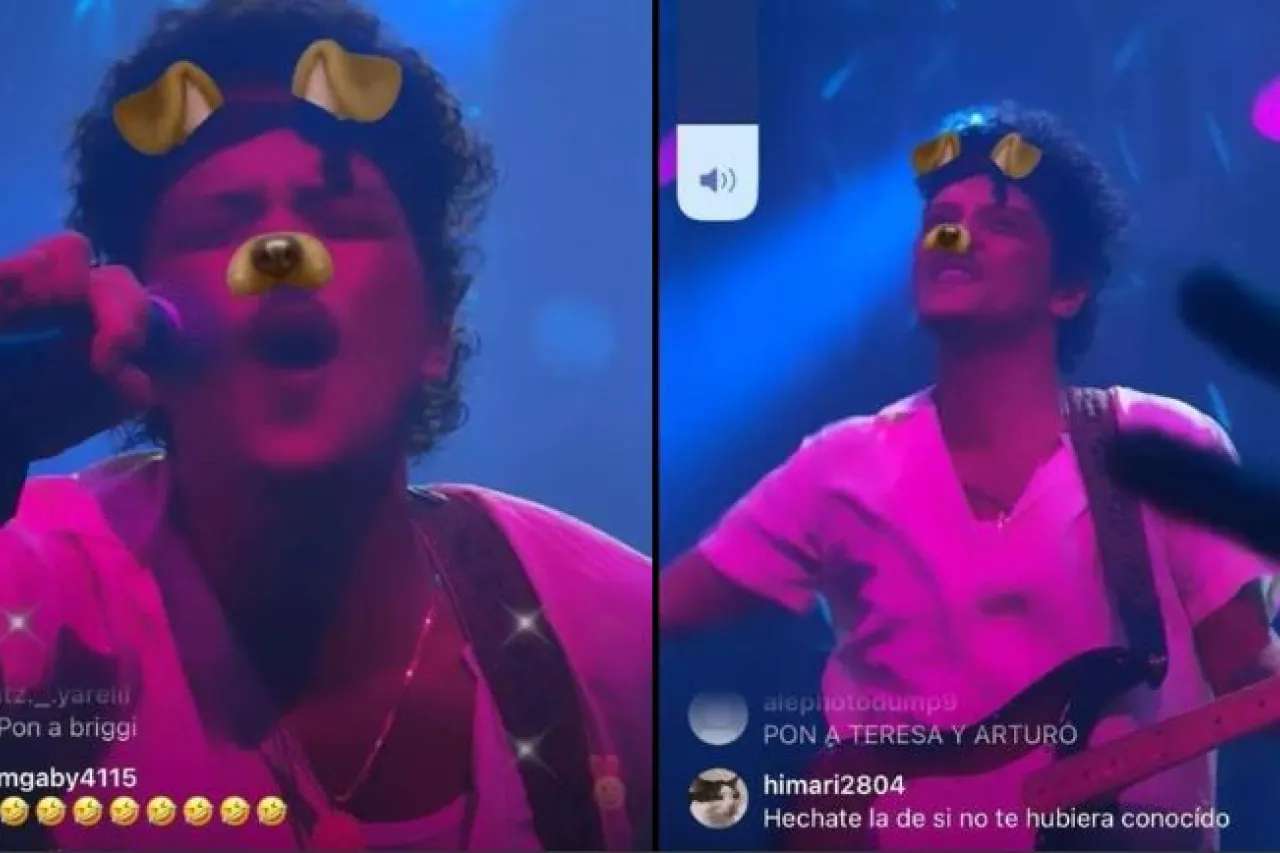 Video: Wendy Guevara graba a Bruno Mars con filtro de perrito