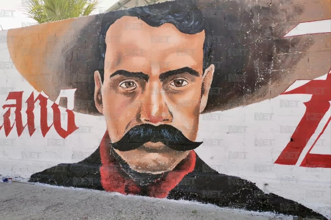 Jonathan Vizcarra dona mural de Emiliano Zapata a escuela primaria