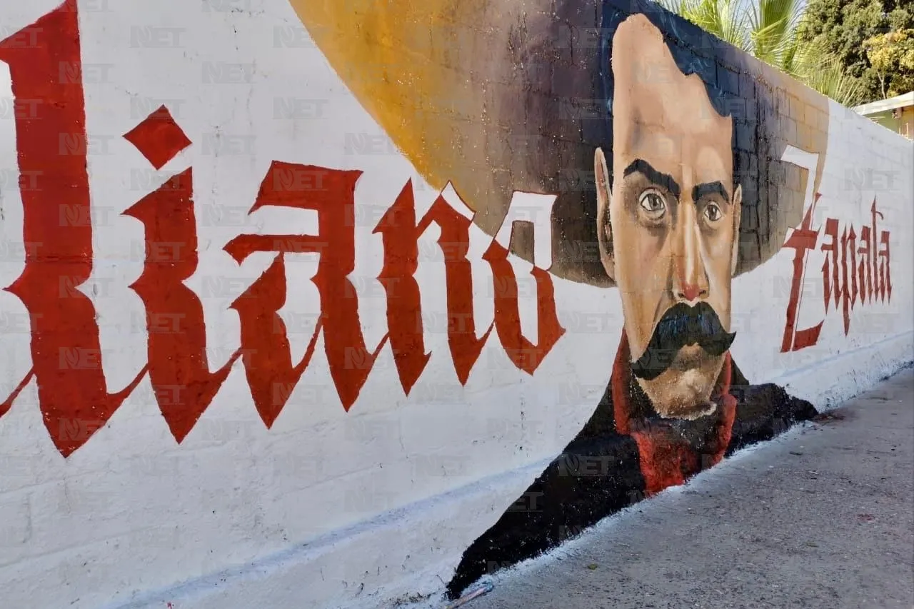 Jonathan Vizcarra dona mural de Emiliano Zapata a escuela primaria