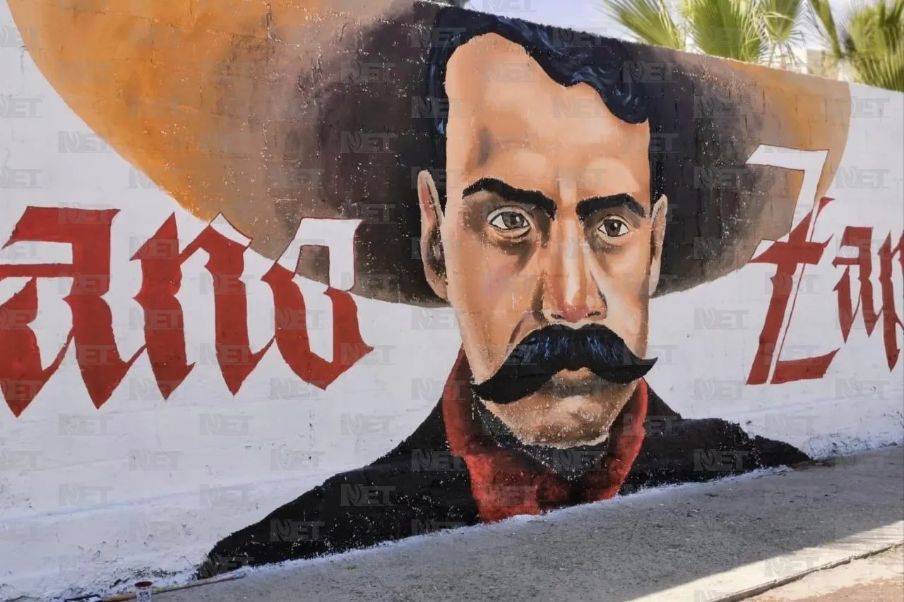 Jonathan Vizcarra dona mural de Emiliano Zapata a escuela primaria