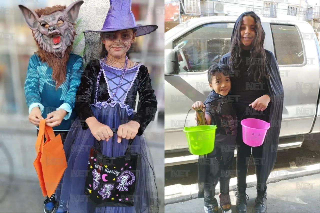 Acuden chicos y grandes a pedir Halloween en calles del Centro de Juárez