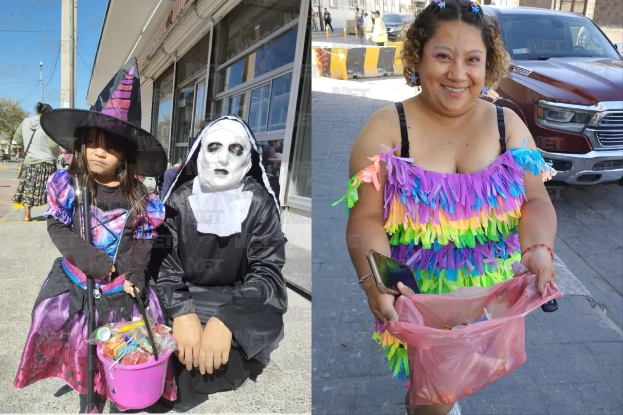 Acuden chicos y grandes a pedir Halloween en calles del Centro de Juárez