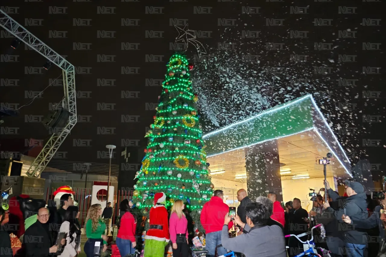 Encienden árbol de Navidad de Protección Civil