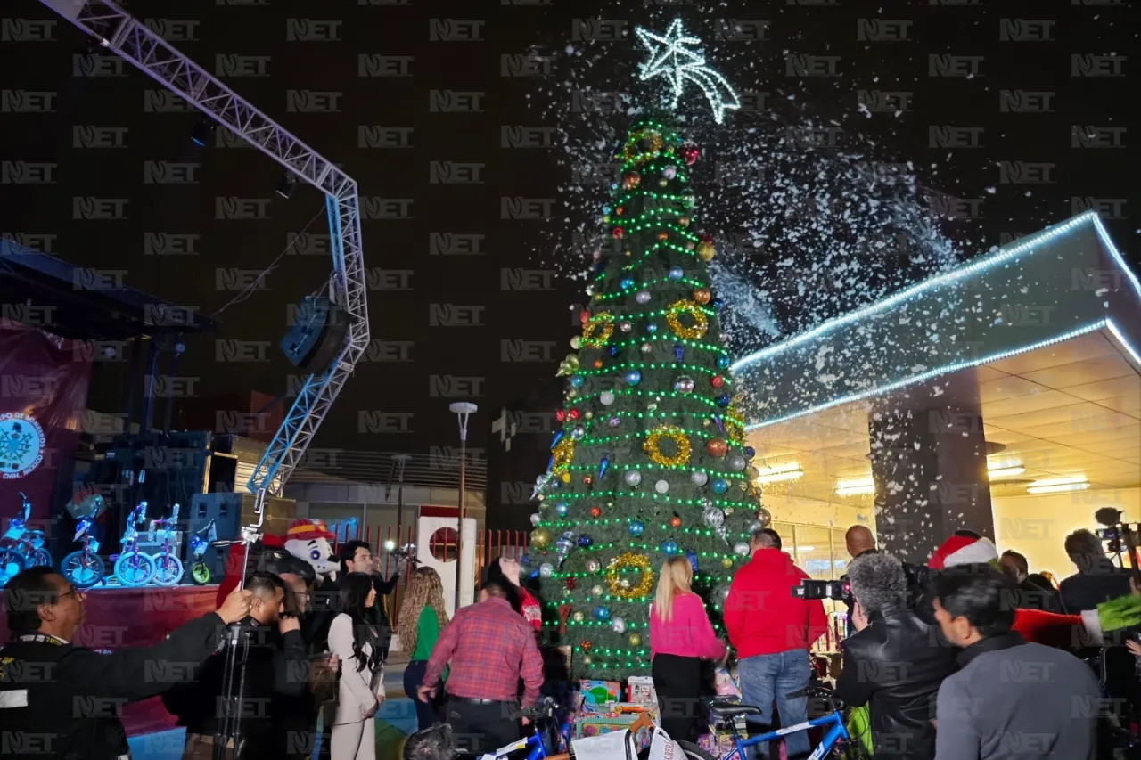 Encienden árbol de Navidad de Protección Civil