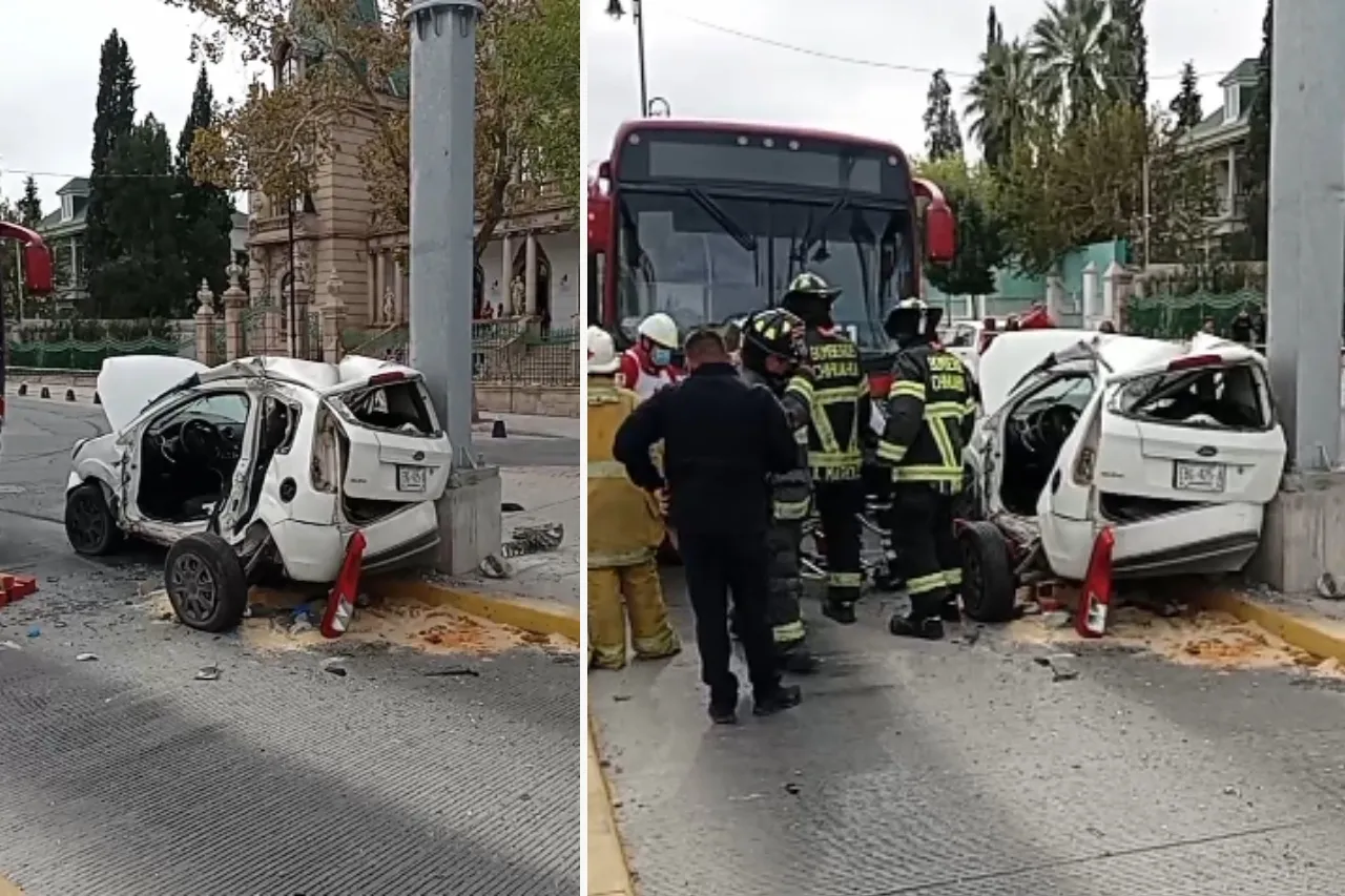 Deja 9 personas heridas choque entre auto compacto y Bowí