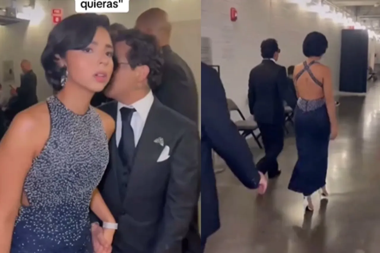 'Es controladora'; captan 'berrinche' de Ángela a Nodal en los Grammy