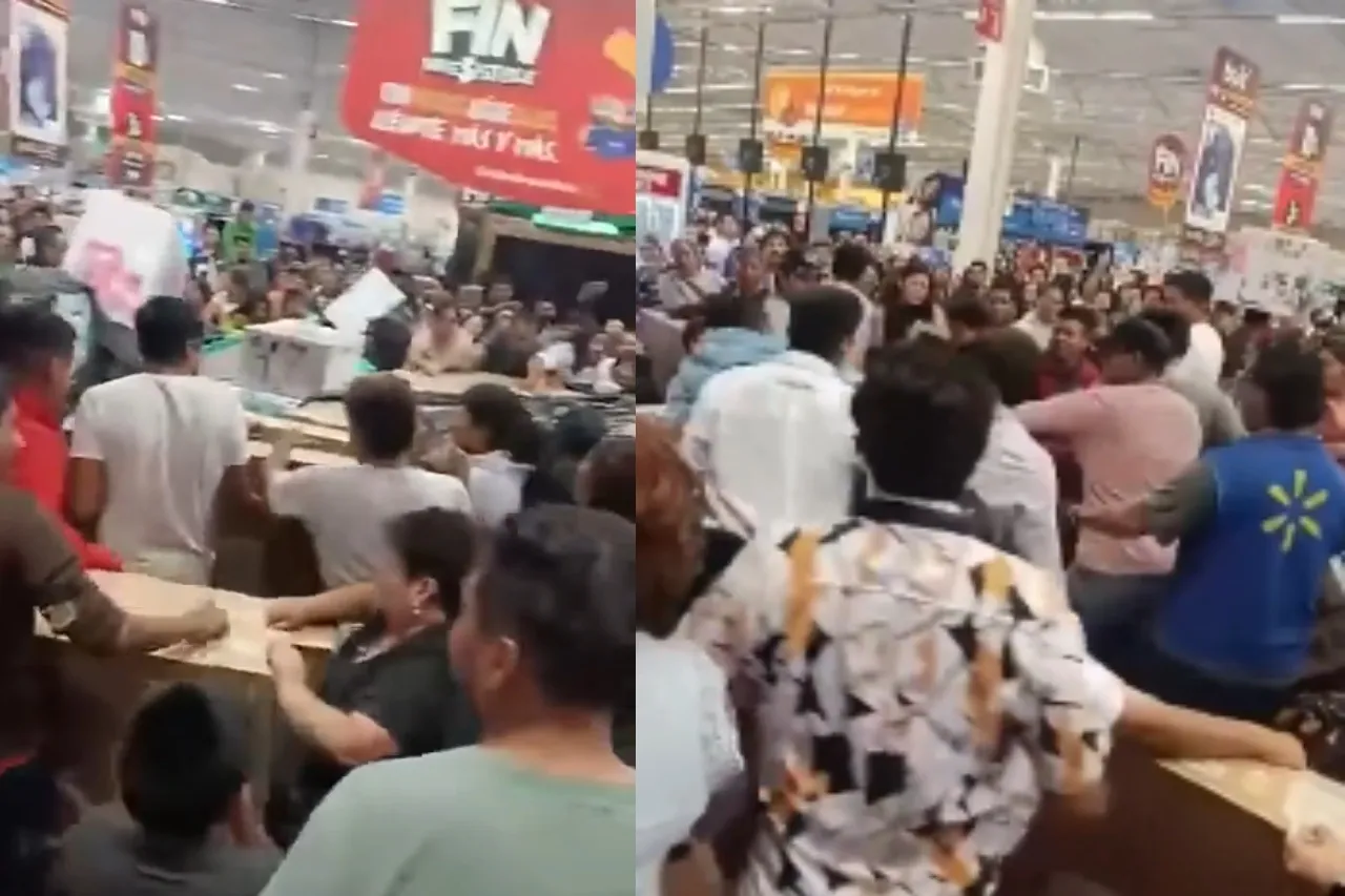 Se armó la campal; clientes de Walmart pelean por las pantallas del Buen Fin