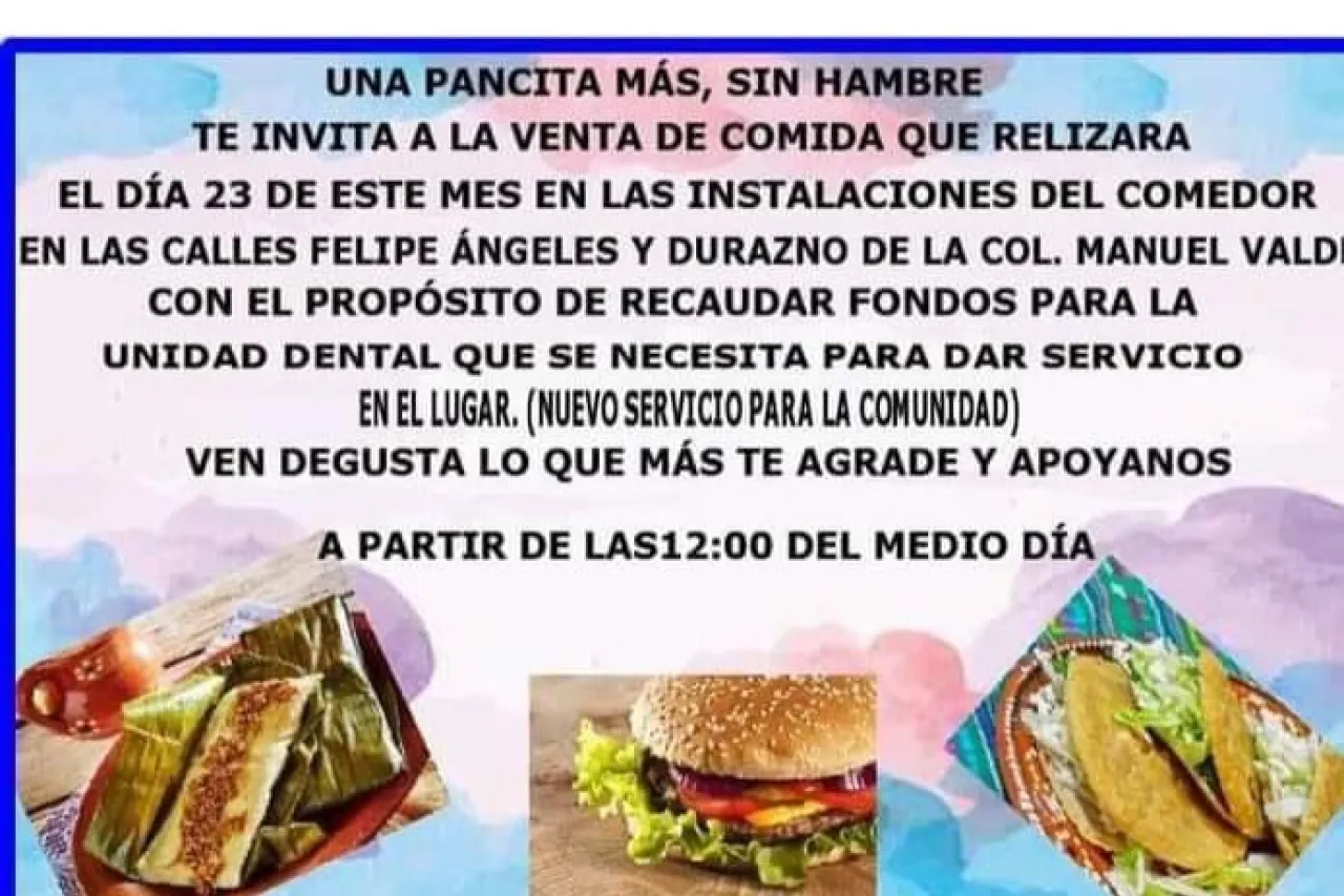 Comedor comunitario ofrecerá venta de comida para armar unidad dental