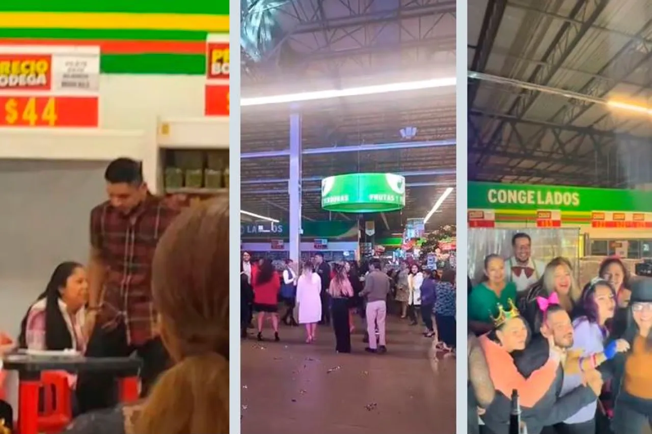 Doña lucha se ahorra el salón y hace fiesta a sus empleado en pleno supermercado