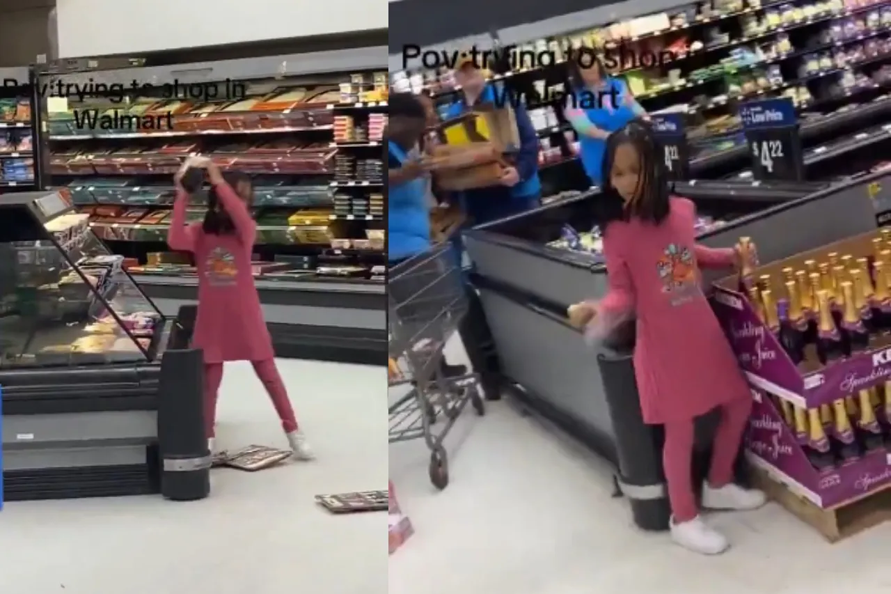 ¿Le falta disciplina? Niña hace berrinche y destroza mercancía en Walmart