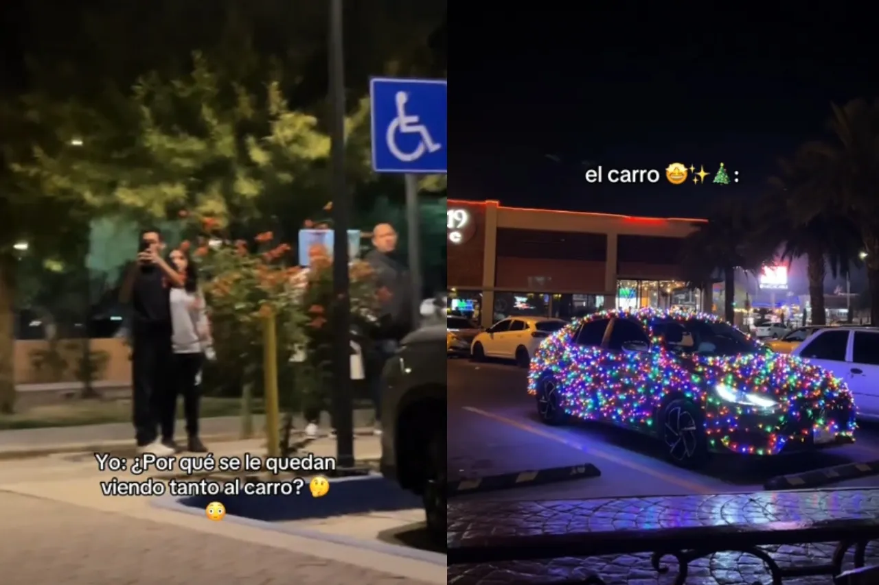 'Ese es espíritu navideño'; llena de luces su auto y se vuelve una sensación