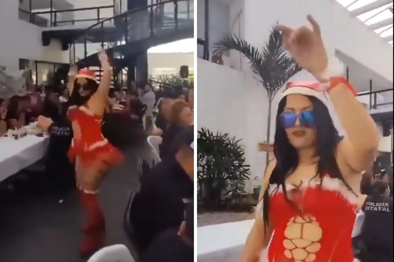 Video: Acusan a policías de celebrar posada con stripper