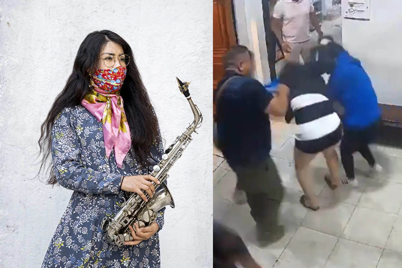 Video: Saxofonista Elena Ríos y su hermana agreden a joven en Oaxaca