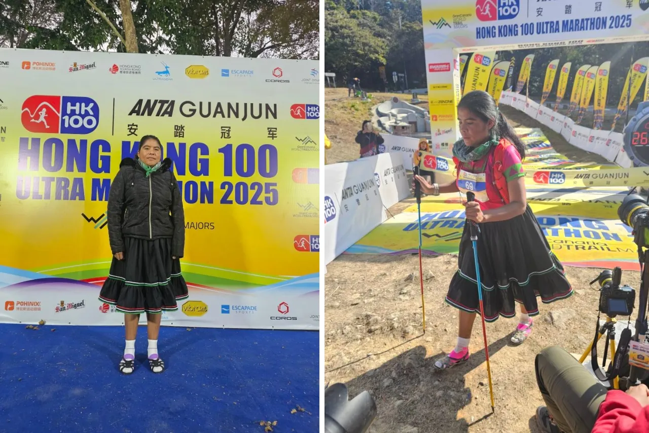 Completa maratonista rarámuri el Ultramaratón de Hong Kong