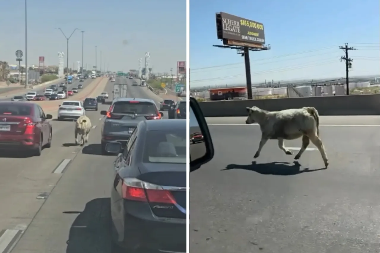 Video: Vaca suelta genera caos en la 1-10 en El Paso