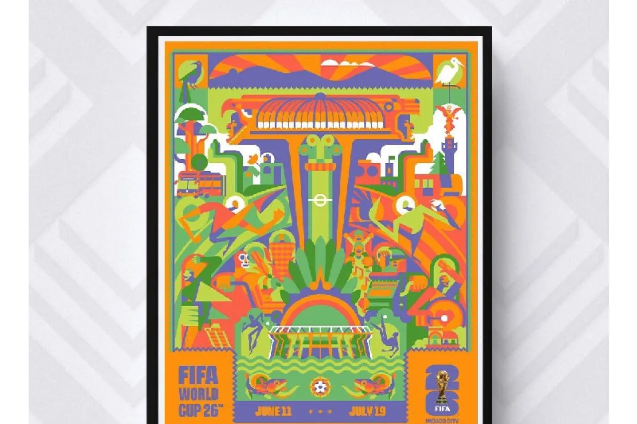 Trajineras, luchadores y un trompo de pastor: El poster del Mundial para la CDMX