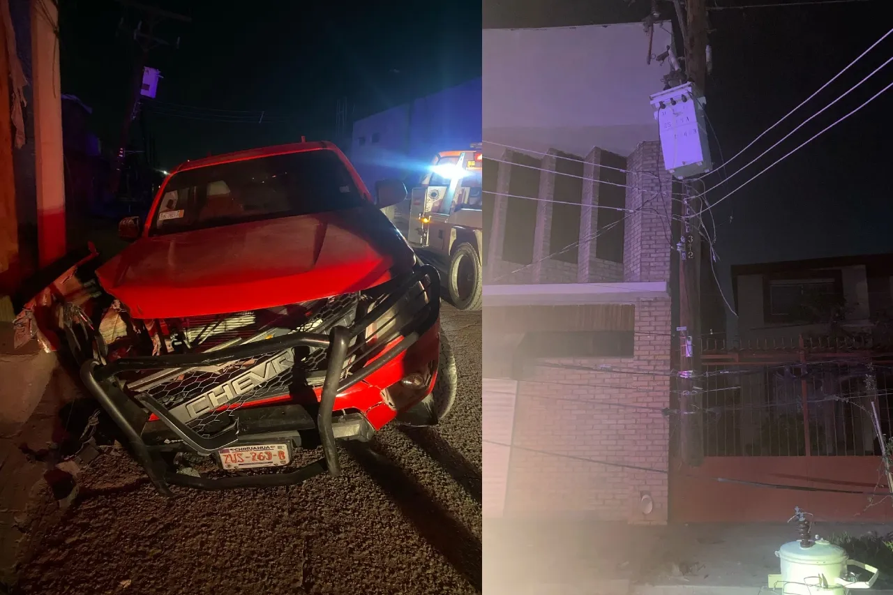 Choca contra poste, huye y abandona vehículo en El Barreal