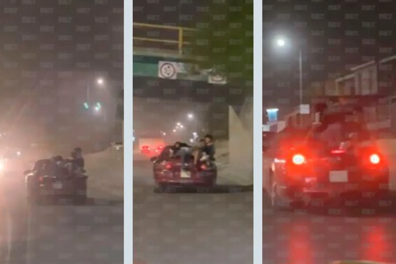 Captan a jóvenes colgados de vehículo en marcha en el Viaducto Díaz Ordaz