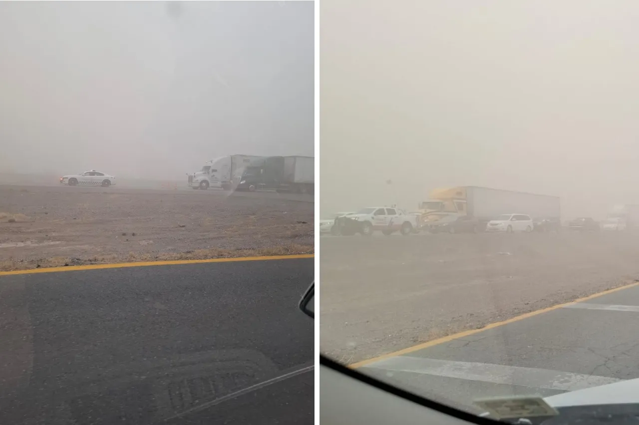 Cierran tramo de la carretera Chihuahua-Juárez por vientos y tolvaneras