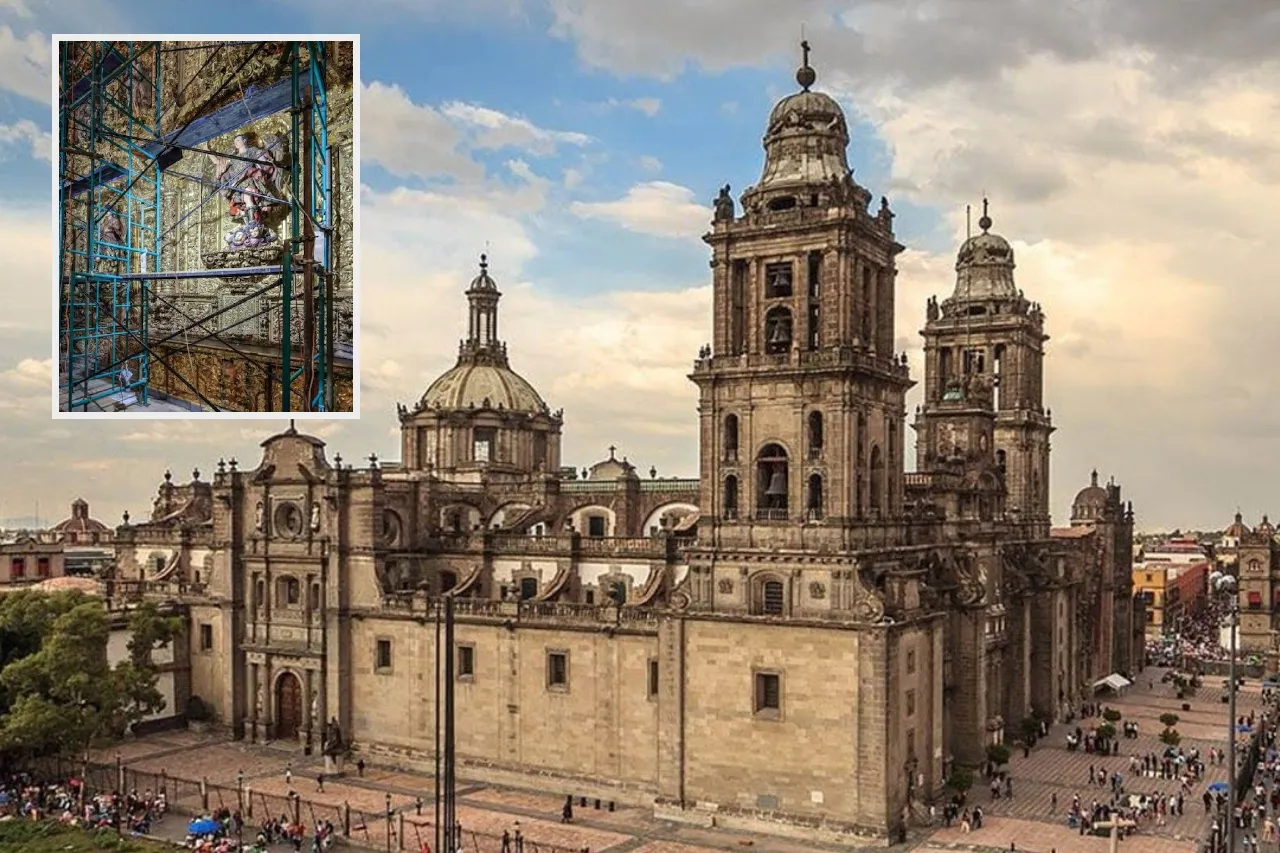 Trabajan en restauración de retablos en la Catedral de la CDMX