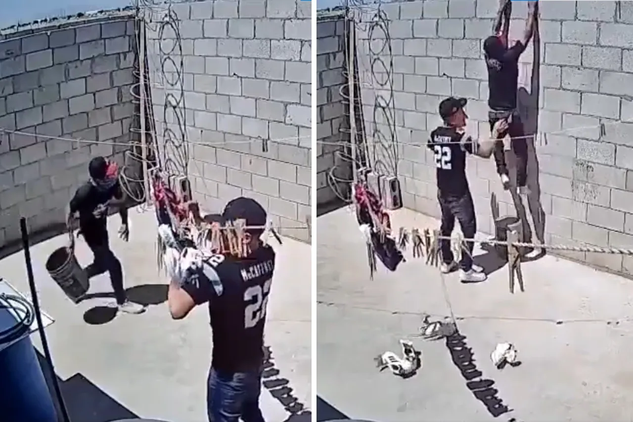 Video: Ladrones brincan barda para robarse tenis de tendedero en Juárez