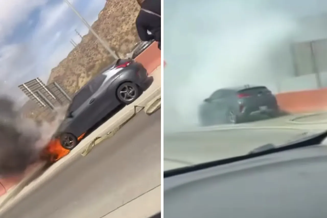 Video: Se incendia auto en el Loop 375 en El Paso