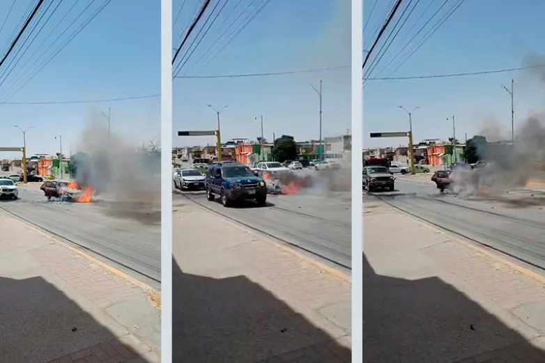 Se incendia Nissan Tsuru en el bulevar Zaragoza