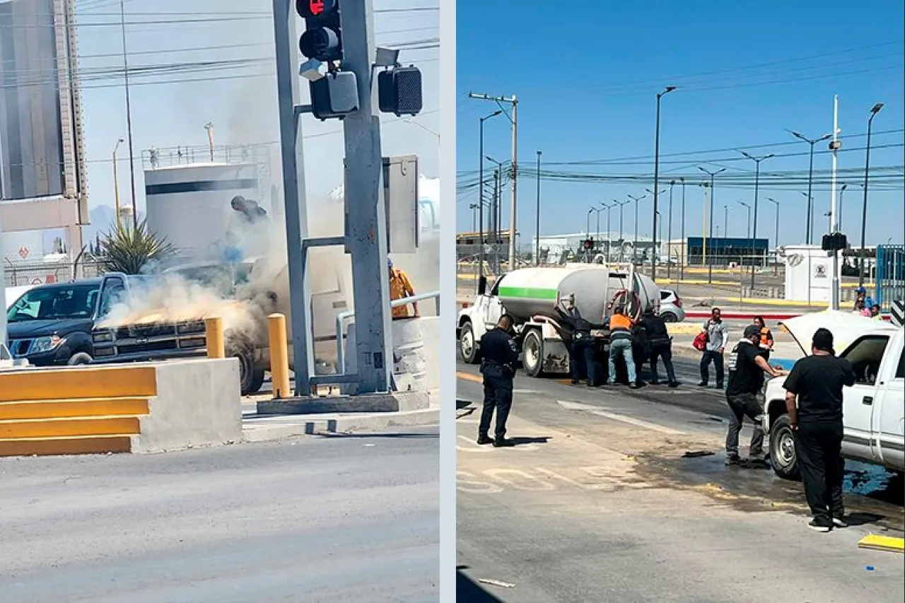 Cisterna apaga troca en llamas y luego se descompone