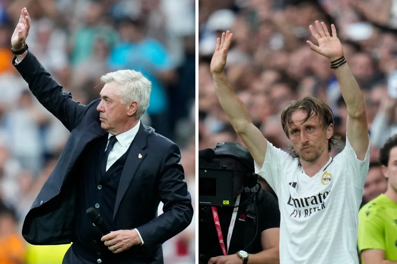 Aficionados despiden con emoción a Ancelotti y Modric en el Bernabéu