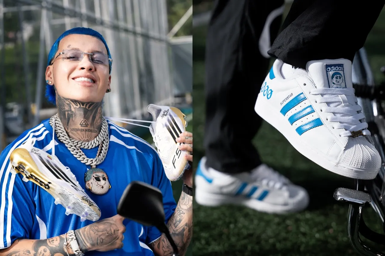 Blessd colabora con Adidas y lanza sus tenis Superstar y F50